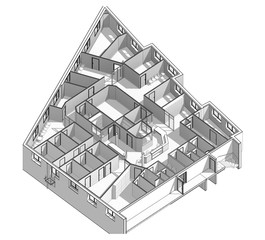 Plan 3D Bâtiment type Cabinet Ophtalmologiste
