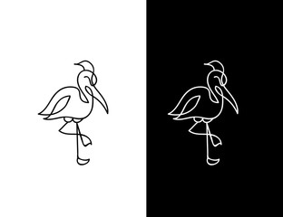 stork logo line art monoline outline vector illustration