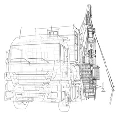 Coil Tubing unit machine Truck. EPS10 format. Vector created of 3d.