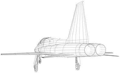 Plane vector, Vector wireframe concept. Created illustration of 3d.