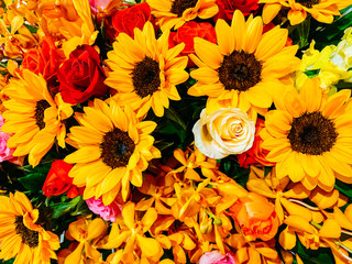 Floral design. Bouquet of flowers, close-up composition of a bouquet of flowers. women's day, wedding, birthday.