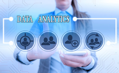 Text sign showing Data Analytics. Business photo text process of examining data sets in order to draw conclusions