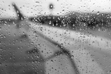 Non-flying weather in the window of the aircraft