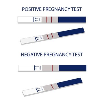 Pregnancy test negative and positive. Isolated objects on white background in vector design.