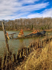 shipwreck in river