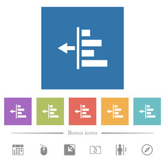 Obraz premium Decrease left indentation of content flat white icons in square backgrounds
