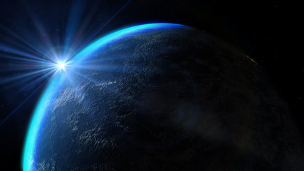 Blue sunrise, view of earth from space. Elements of this image furnished by NASA.