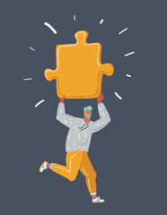 Man holding up a jigsaw puzzle piece