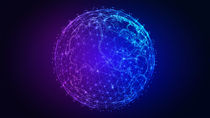 Earth Globe. Global International Connectivity Background. 3D illustration.