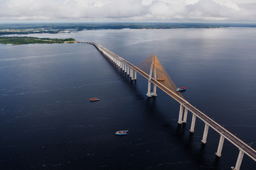 Cable-stayed bridge over the river in Manaus