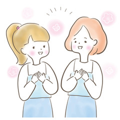 笑顔　女性　友達