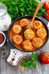 Meatballs in creamy tomato sauce