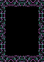 Obraz premium Black Frame With Linear Geometric Patterned Borders