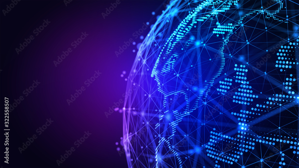 Canvas Prints connection lines globe. background with light effect. global international connectivity background. 