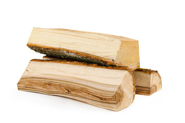 logs of wood on a white isolated background.