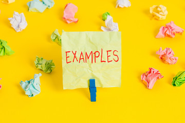 Writing note showing Examples. Business concept for Illustration Sample Model to follow Guide...