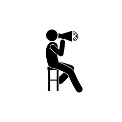 icon man speaker, a man sits on a chair, isolated stick figure pictogram, human silhouette