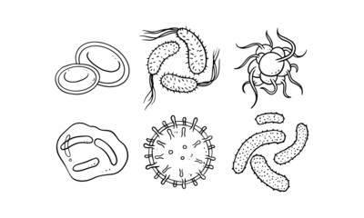 set of virus hand drawn vector illustration