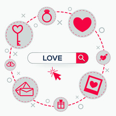 (Love) Word written in search bar,Vector illustration