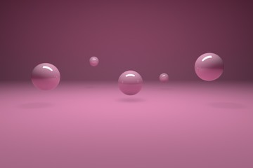 Abstract 3d render of spheres, modern background design,abstract background with pink balloons