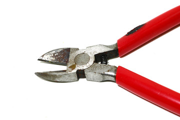 Wire cutting pliers on a white background.