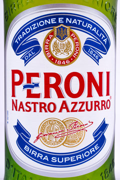 Peroni Label on Lager Bottle