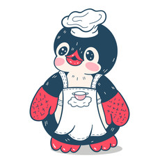  illustration with funny cartoon penguin