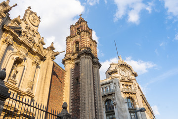 Church of San Felipe Neri in Mexico city. Details of colonial architecture. Travel photo. Wallpaper...