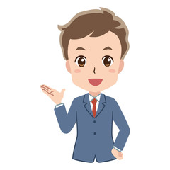 案内する男性　ビジネスマン　イラスト
