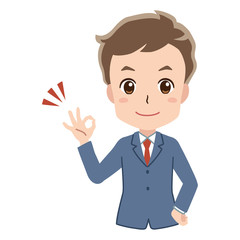 OKサインをする男性　ビジネスマン　イラスト