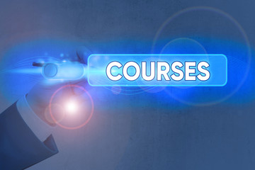 Conceptual hand writing showing Courses. Concept meaning Route Direction followed Classes Land...