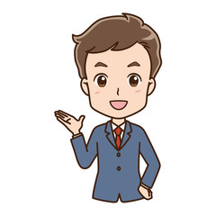 案内する男性　ビジネスマン　イラスト