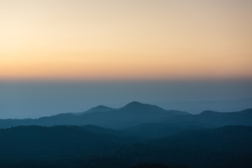 Fototapeta na wymiar Sunset at Doi Inthanon National Park Viewpoint, Chiang Mai, Thailand