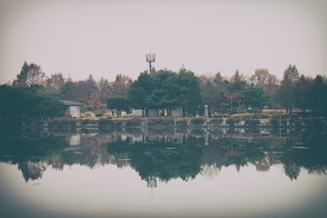 Fototapeta premium Lake view with reflection image