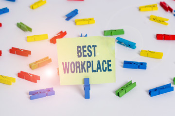 Word writing text Best Workplace. Business photo showcasing helps employees to grow individually...