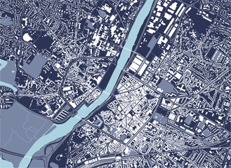 map of the city of Angers, Maine-et-Loire, Pays de la Loire, France