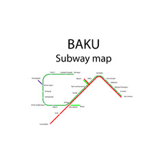 Baku metro map names of metro stations sign eps ten
