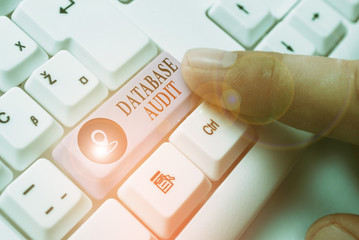 Word writing text Database Audit. Business photo showcasing auditing of data to assess its quality...