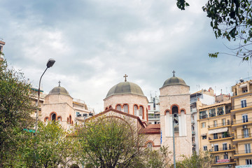Fototapeta na wymiar THESSALONIKI, GREECE - November 30, 2019: Typical architecture in Thessaloniki city, Greece