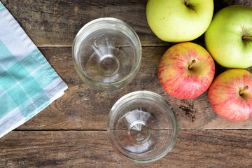 Wood Table with Apples