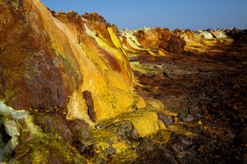 Fototapeta na wymiar Volcanic formation in Danakil depression desert Ethiopia