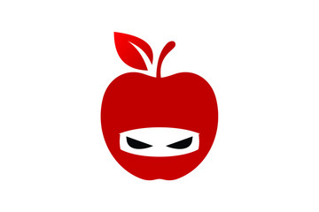 Ninja apple logo sign symbol in flat style on white background