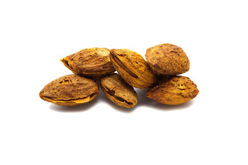 Almonds nut isolated on white background.