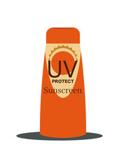 日焼け止め。 日焼け止めクリームのイラスト。 スキンケア。