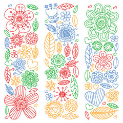 Flowers March 8. Doodle pattern. Vector icons for women.