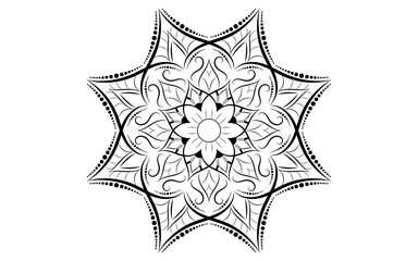 Circle pattern petal flower of mandala with black and white,Vector floral mandala relaxation patterns unique design with white background,Hand drawn pattern,concept meditation and relax