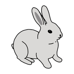 Rabbit hand-drawn contour line drawing. Easter bunny.For postcards, printing on fabric.Cute animal.Doodles.Vector