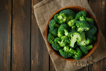fresh broccoli on wooden surface - 322572133