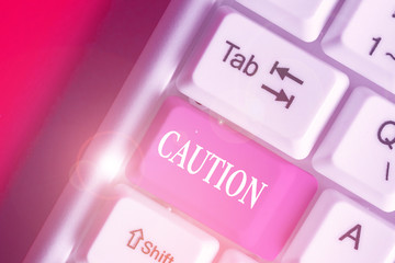 Handwriting text writing Caution. Conceptual photo Care taken to avoid danger or mistakes Warning...