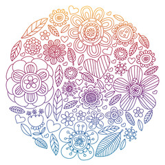 Fototapeta premium Flowers March 8. Doodle pattern. Vector icons for women.